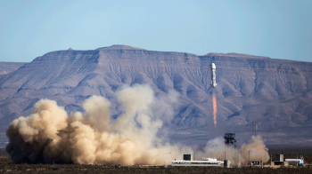 rocket launch at blue origin in texas