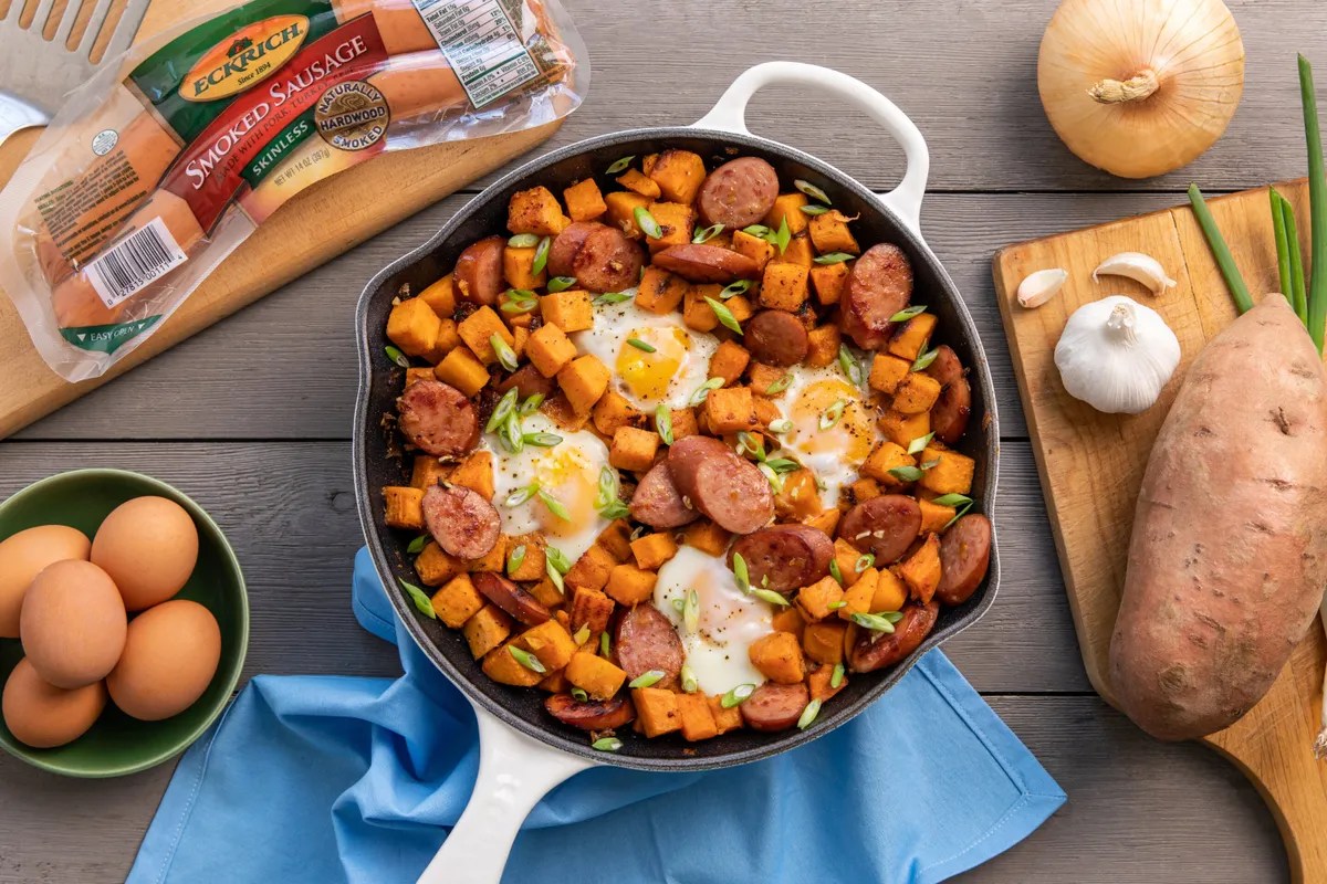 Recipe: Sausage And Sweet Potato Breakfast Hash - Tinybeans