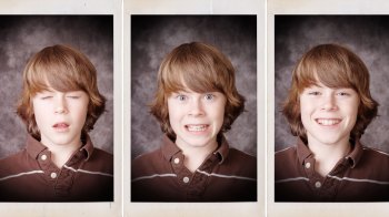 boy in series of school pictures