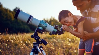 a father and son go stargazing atlanta in the city