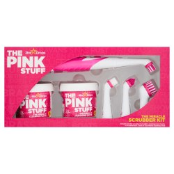 box of The Pink Stuff and scrubber brush
