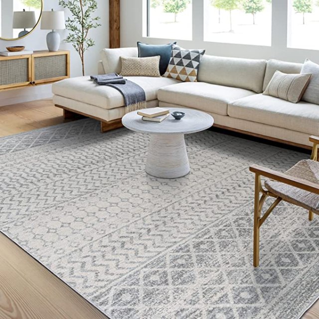 Grey boho area rug