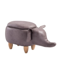 Grey faux leather elephant storage ottoman