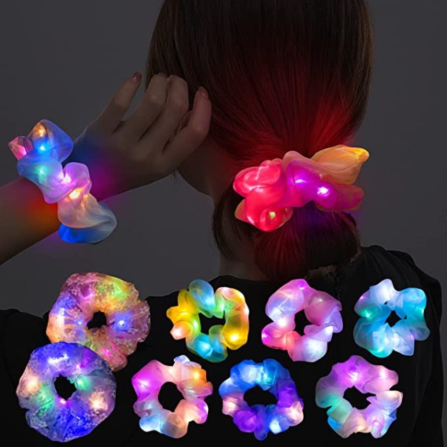 Eight LED rainbow scrunchies