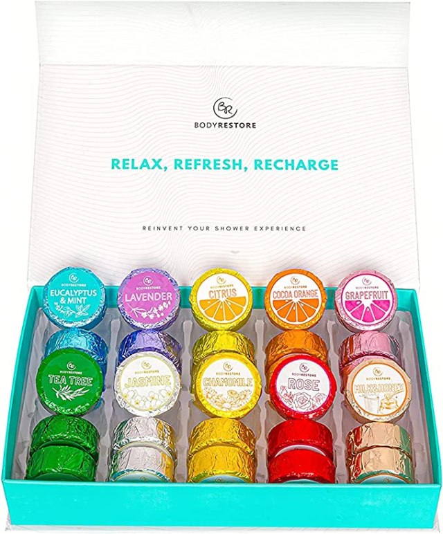 Box of assorted shower steamer tabs