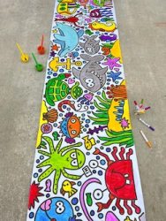 a coloring banner is a fun gift for three-year-olds