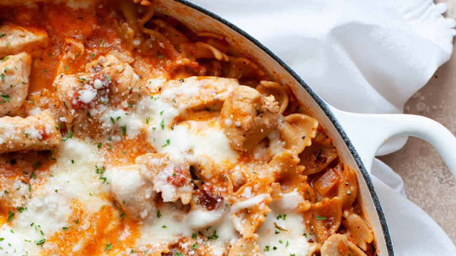 An easy one pot meal is this chicken parmesan pasta