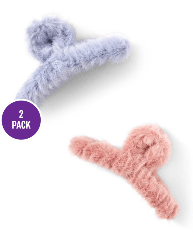 set of two faux fur claw clips