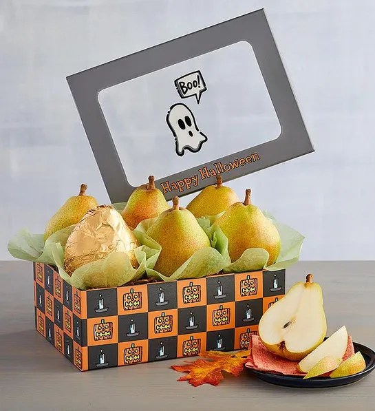 Box of HD pears and Halloween card