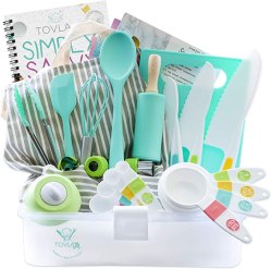 Kids baking tools in storage container