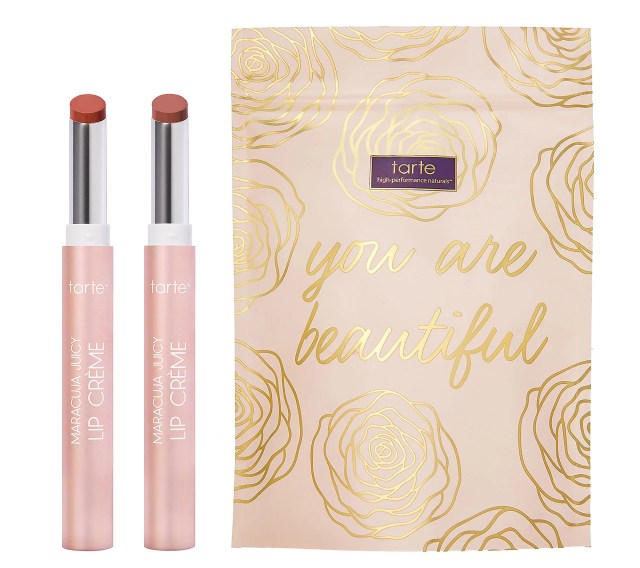 Two tubes of tarte lip color and package