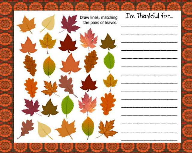 This thankful placemat is a fun Thanksgiving activity sheet