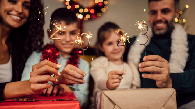 sparklers are a fun New Year's Eve party idea for families