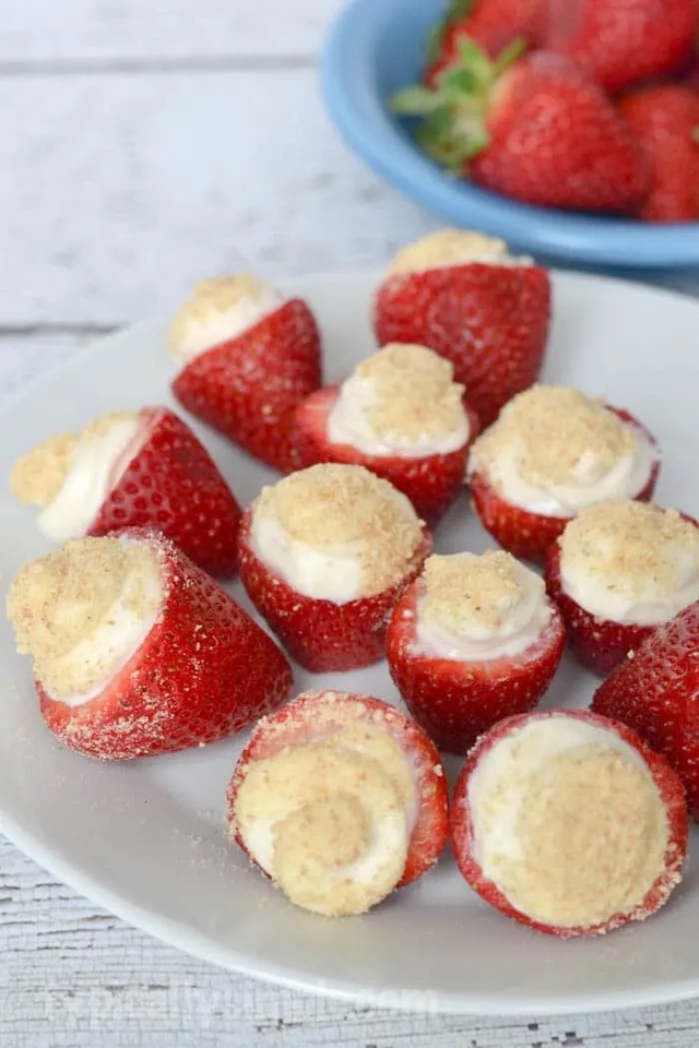 No-bake strawberry cheesecake bites are a fun birthday party snack