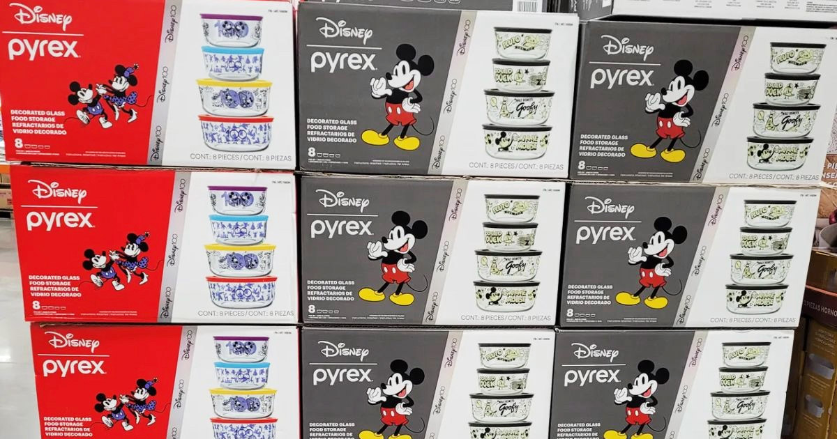 Disney Pyrex 100 Year Anniversary in Black & White 8pc Decorated
