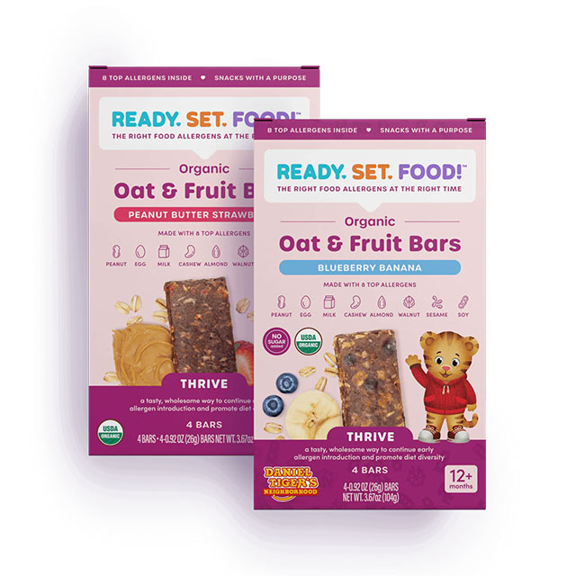 A photo of two boxes of Ready Set Food bars, one of the best snack bars for kids