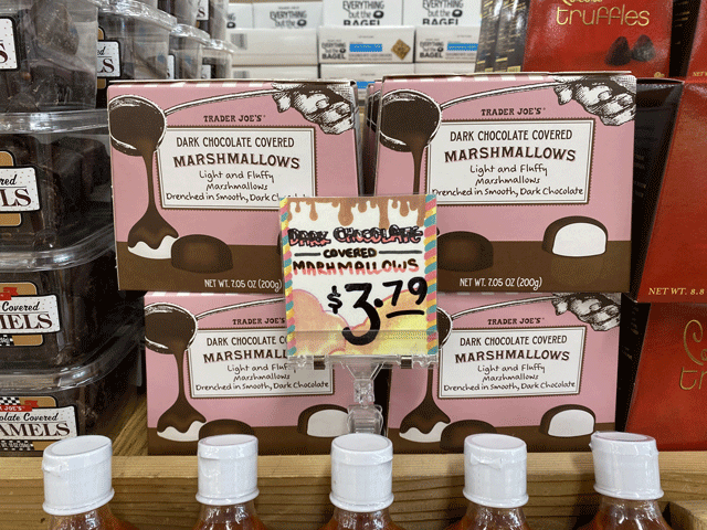 dark chocolate-covered marshmallows make our list of best Trader Joe's valentines day products