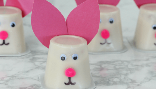 Easter treat ideas, pudding cups, easter bunny treats