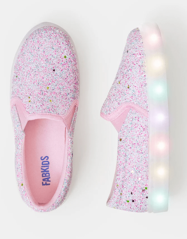 pink glitter slip-on shoes for kids