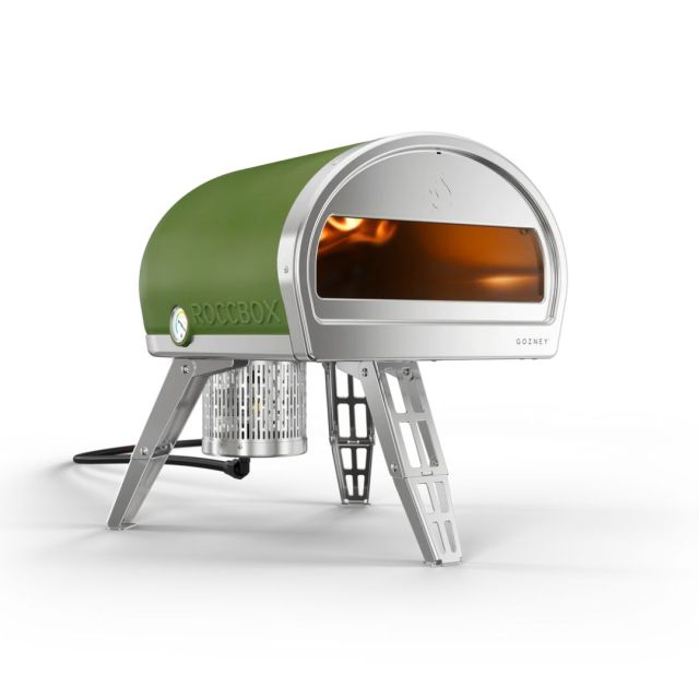 olive green outdoor pizza oven