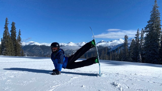 little boy snowboarding at Keystone Resort