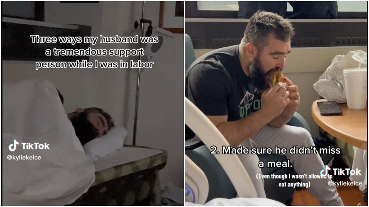 Jason Kelce's Wife Posts TikTok of His Support During Labor