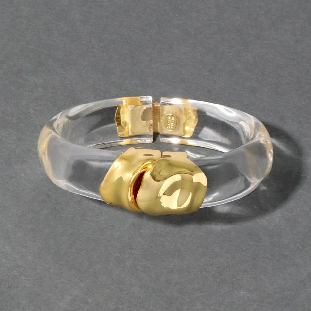 clear acetate bracelet with gold hinges