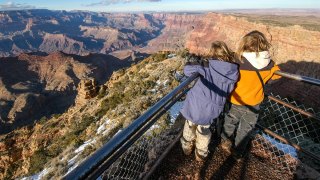 two kids at the Grand Canyon