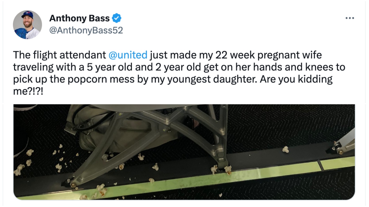 Blue Jays' Bass rips airline as pregnant wife told to clean up