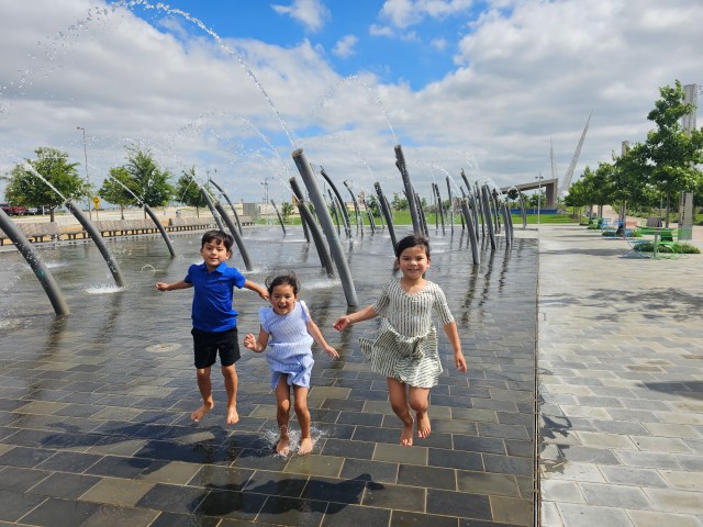 Kids playing in fountain in Oklahoma City
