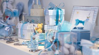 baby shower gifts on a table