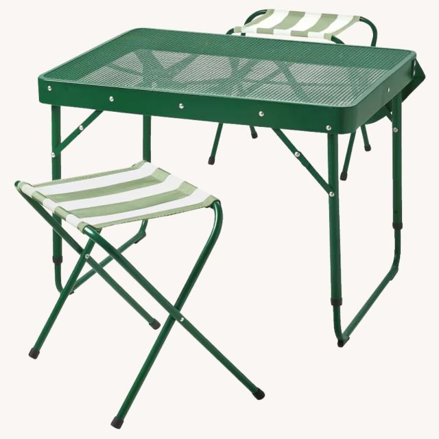 green outdoor folding table set