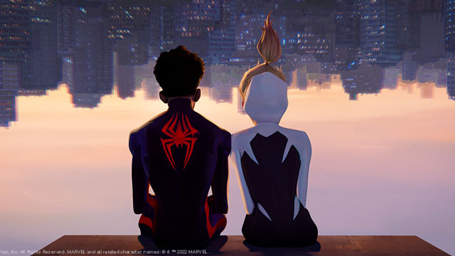 movie still from Into the Spider-Verse, a great summer family movie