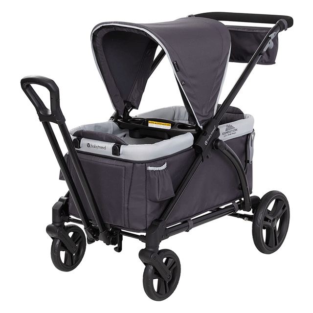 a charcoal colored, covered stroller wagon, must have baby gear