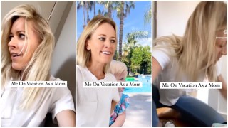 Screenshots of a mom's video about taking a toddler on vacation