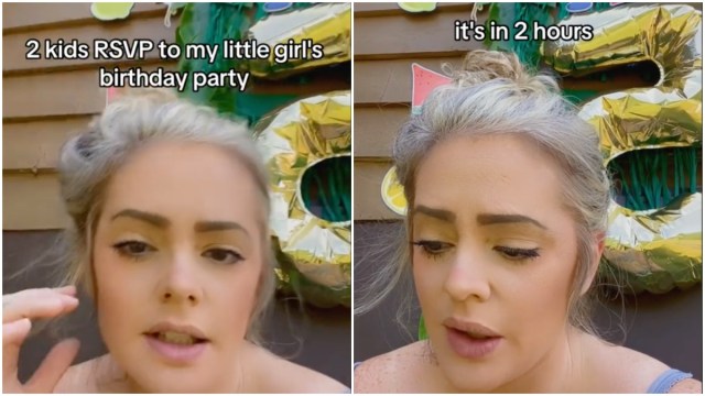 Screenshots from a TikTok video showing a young blond woman talking to the camera.