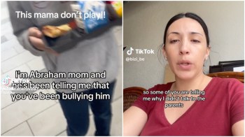 Screenshots from TikTik showing a mom confronting her son's bully and explaining why she did so