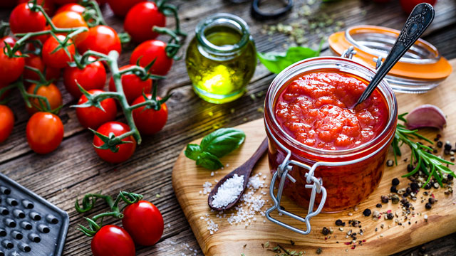 a picture of no-cook tomato sauce, a great cold dinner idea and no-cook recipe