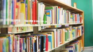 school library bookshelves