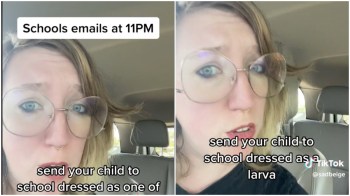 Screenshots from a TikTok video about school theme weeks