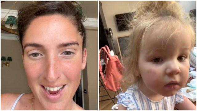 Screenshots from a TikTok video showing a woman and her daughter