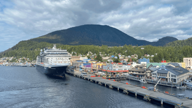 Holland America ship docked at Ketchican Alaska