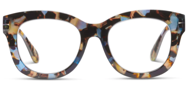 a pair of blue multicolored acetate blue light blocking trendy glasses for women