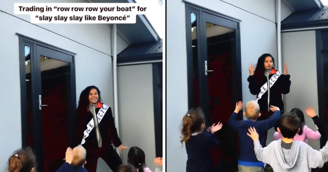 screenshot of a preschool teacher giving her class a Beyonce dance break