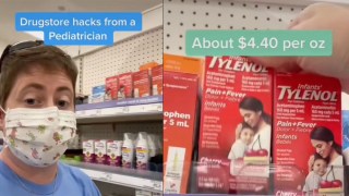 a pediatrician on tiktok showing the difference between infant vs childrens tylenol
