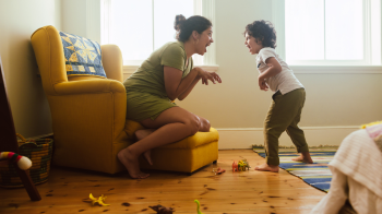 mom using quick play ideas for kids to bond with her son