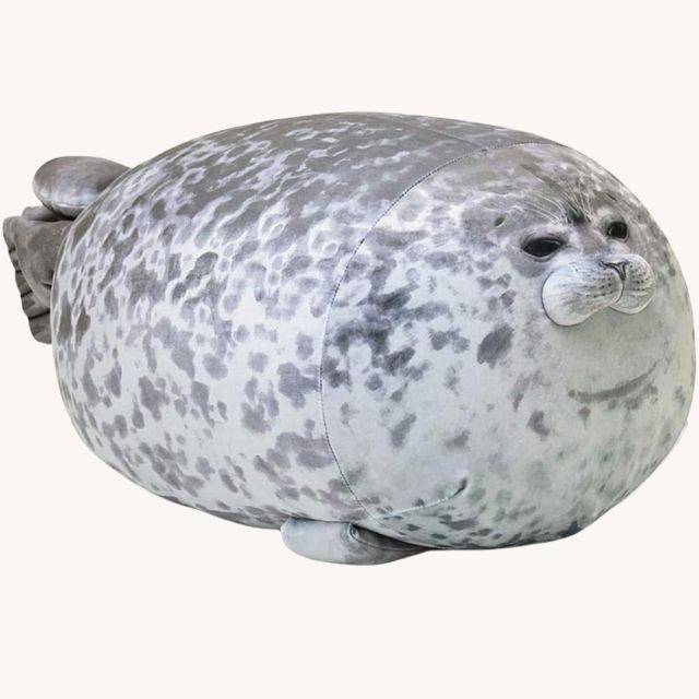 plush round grey seal