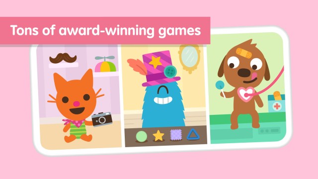 A slide promoting three of the games in Sago Mini World, one of the best toddler apps