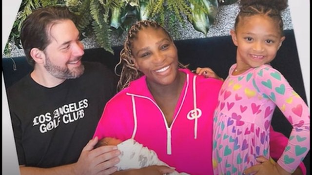 Serena Williams and family with new baby
