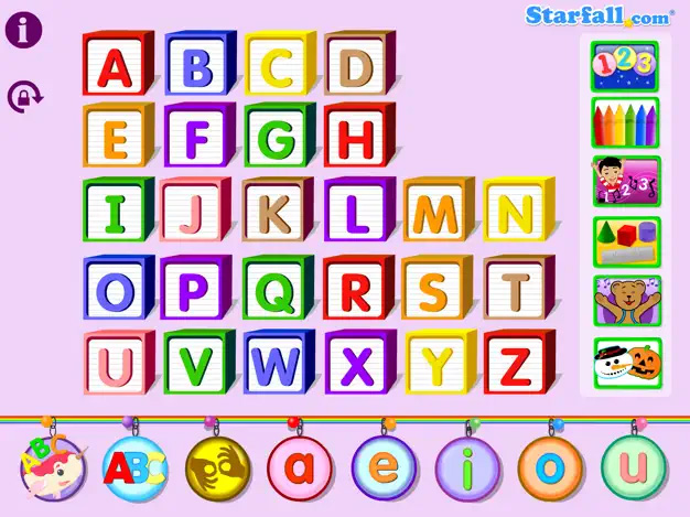 A screenshot of the Starfall ABCs app for a roundup of the best toddler apps
